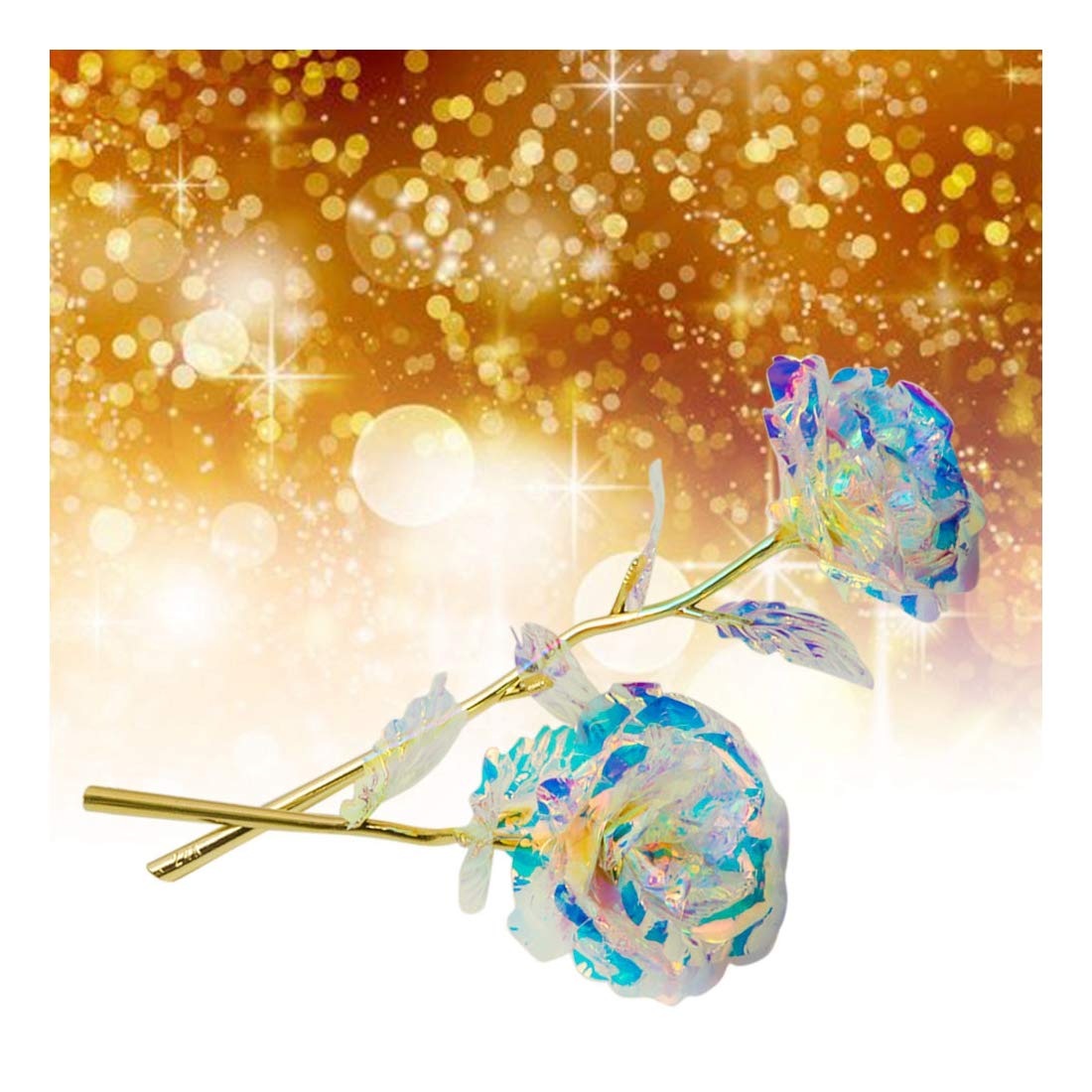 Gold Dipped Rose Red Gold Plated Rose - Everlasting Long Stem Real Rose Exquisite Holder, Romantic Gift for Valentine\'s Day, Best for Her Anniversary and Mother\'s Day Shohotop (Gold)