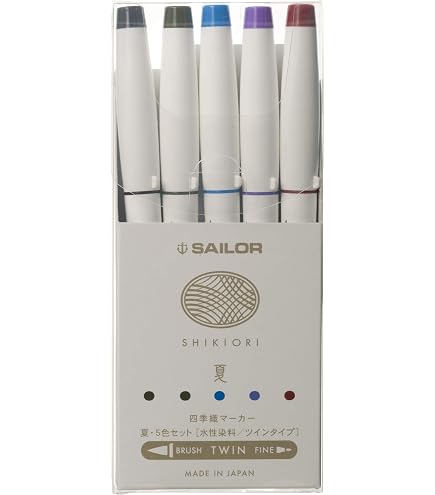 Amazon.com : Sailor SHIKIORI Marker Fuyu, 5 Colors Set (25-5101