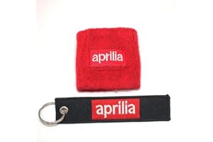 LYXMTBK Motorcycle Black Fluid Brake Reservoir Sock Cover for Aprilia with Aprilia Key Chain-Red