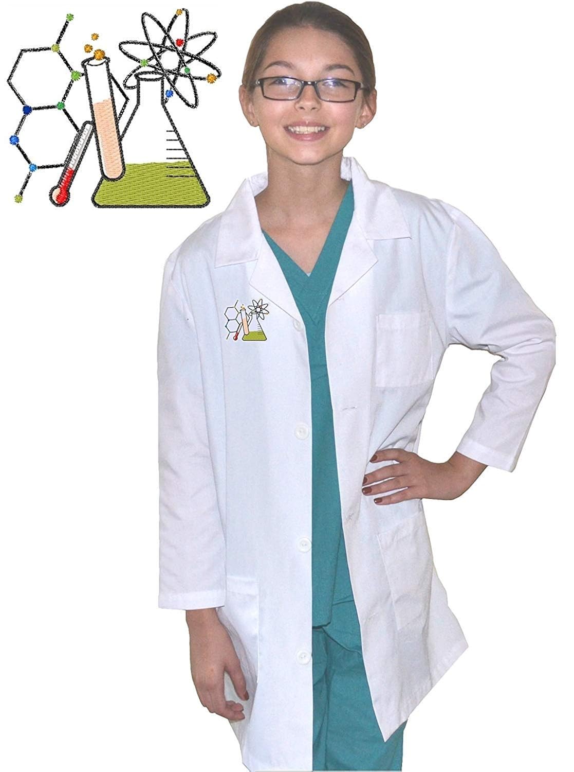 輝く高品質な My Little Doc Kids Chemistry Lab Coat Withフラスコテストチューブ刺繍デザイン B07dkwh16m Web限定 Uaeexports Net