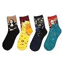 LifeWheel Winter 4 Pairs Famous Painting Masterpiece Artwork Cotton Socks