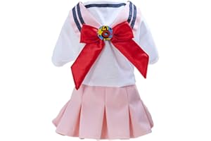 Tangpan Bow-Knot Student Cosplay Pet Costume Dog Skirt Camp Dress(Pink,S)