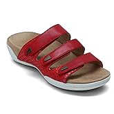 Halsa Footwear Women's Flat Sandals, Red, 9 Wide