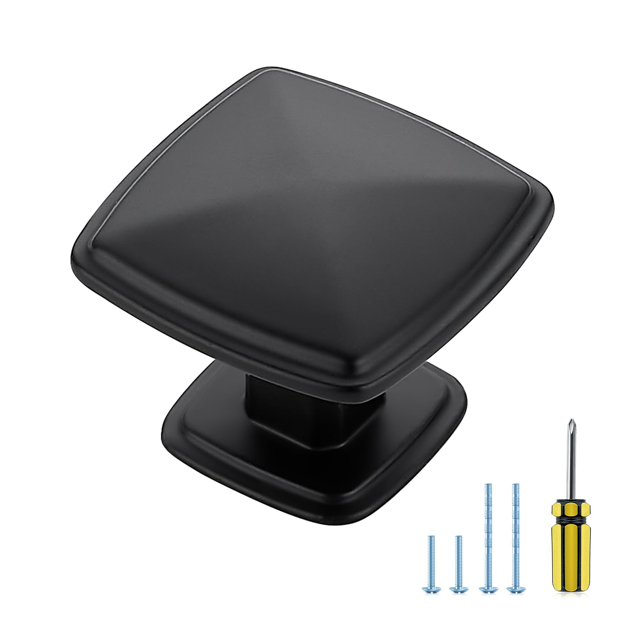 Photo 1 of 10 Pack Cabinet Pulls Single Hole Black Cabinet Handles Solid Suqare Drawer Pulls for Kitchen Cabinet Door Closet Door Cabinet Pulls Matte Black Pulls for Dresser and Drawer