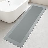 ArtyCozy Super Absorbent Stain Resistant Soft Bath Mat, Non-Slip Bathroom Rug with Rubber Backing, Thin Bath Rug, Easy Care Shower Mat for Bathroom Floor Bathtub Shower Sink, Grey, 16'' × 47''
