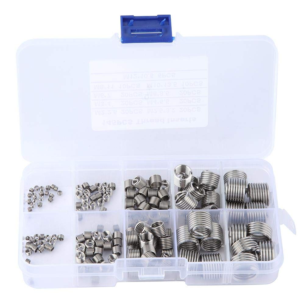 145 Pcs/Set Threaded Inserts Repair Assortment Stainless Steel Type Wire Insert Installation Set