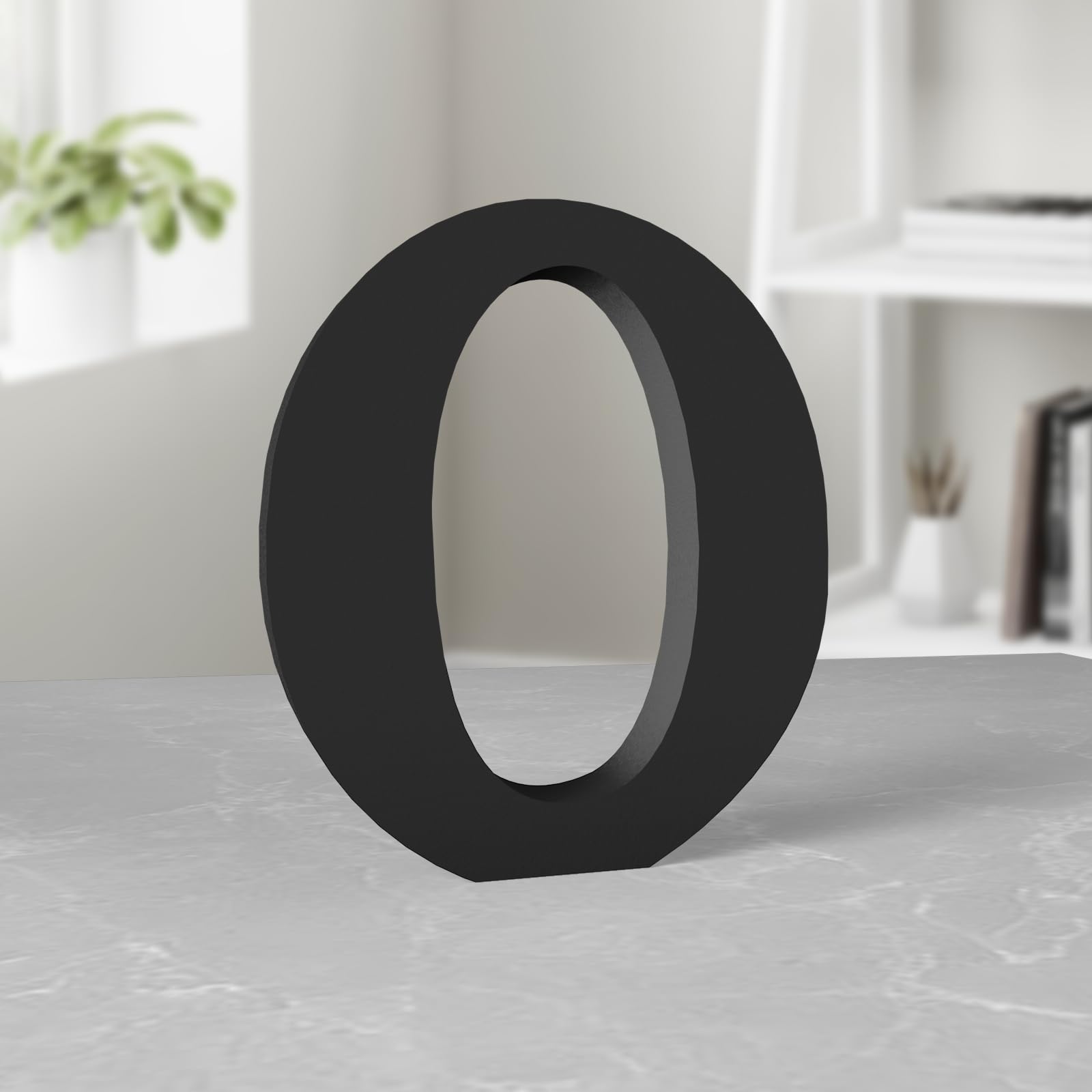 Aruatu 6 Inch Black Wood Letters for Wall Decor - Unfinished Decorative Standing Letter Slices for Sign Board Decoration, Craft, Home Party Projects (O)