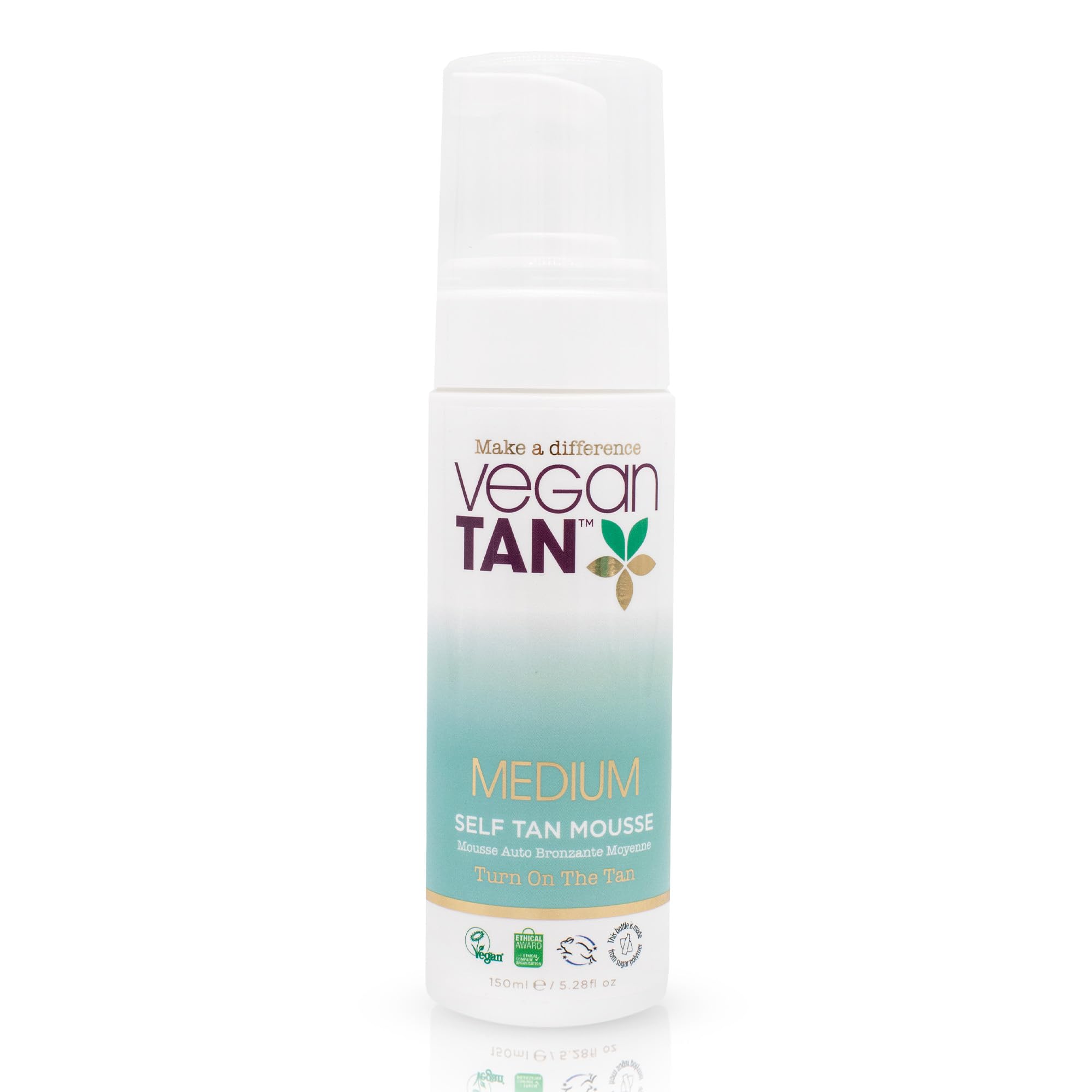 VeganTan Self Tan Mousse for Long-Lasting, Natural and Glowy Tan, Hydrates and Boosts Skin's Radiance, Streak-Free Application, Enriched with Aloe Vera 150ml (Medium)
