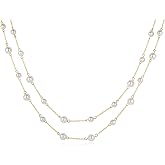 HERSIN Gold Necklace for Women Trendy, 14K Gold Plated Layered Chunky Pearl Necklaces for Women Dainty Double Layered Pearl Chain Choker Necklace Gold Jewelry Set for Women Gifts