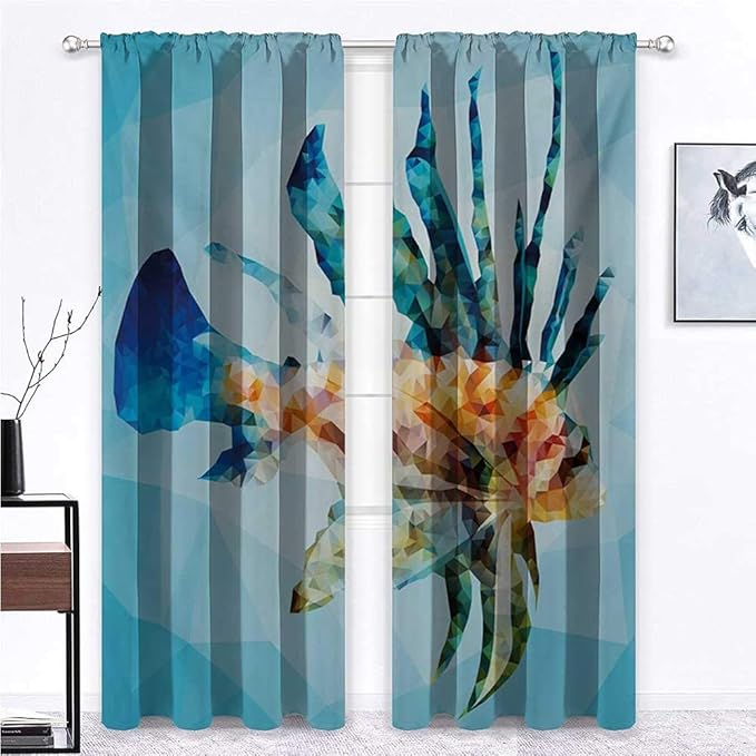 Nomorer Weatherproof Outdoor Curtains Fish Print Window