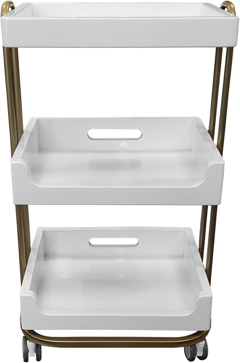 TOA Supply 3 Shelf Wooden Tray Cart White Storage Trolley Rolling Beauty Salon Hair Spa: Home & Kitchen