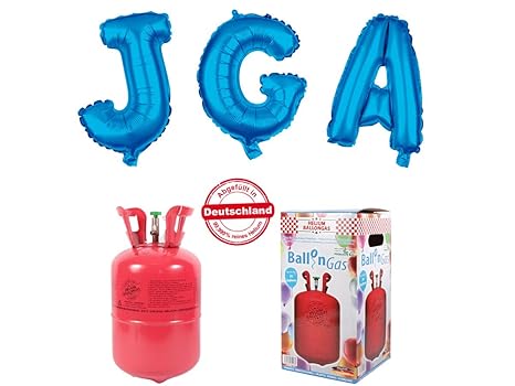Alsino JGA Deko Ballons Junggesellinnenabschied Damen Accessoires Set - Heliumgasflasche 250 L mit 'JGA' Folienballons, Größe