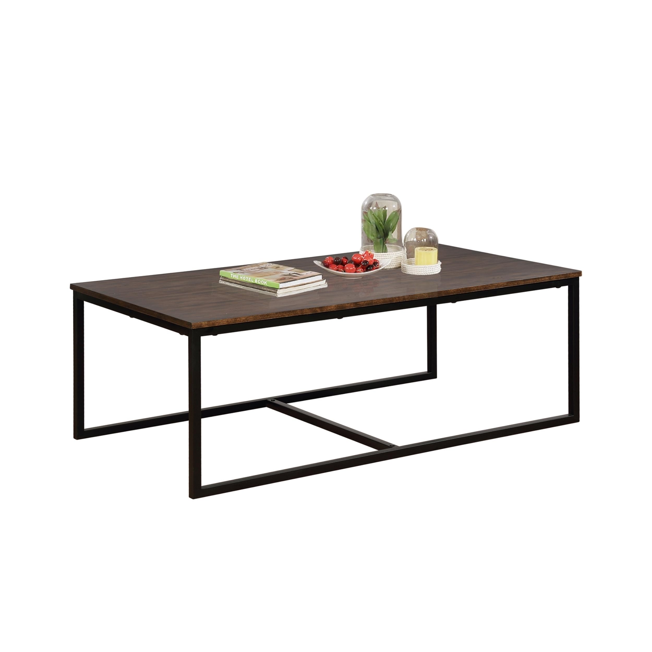 Photo 1 of *SEE CLERK NOTES* Arcadia 54-Inch Acacia Wood Coffee Table – Industrial Living Room Table with Antiqued Mocha Finish, Metal Sled Legs, and Wide Surface – Rustic, Farmhouse, or Contemporary Décor by Alaterre Furniture