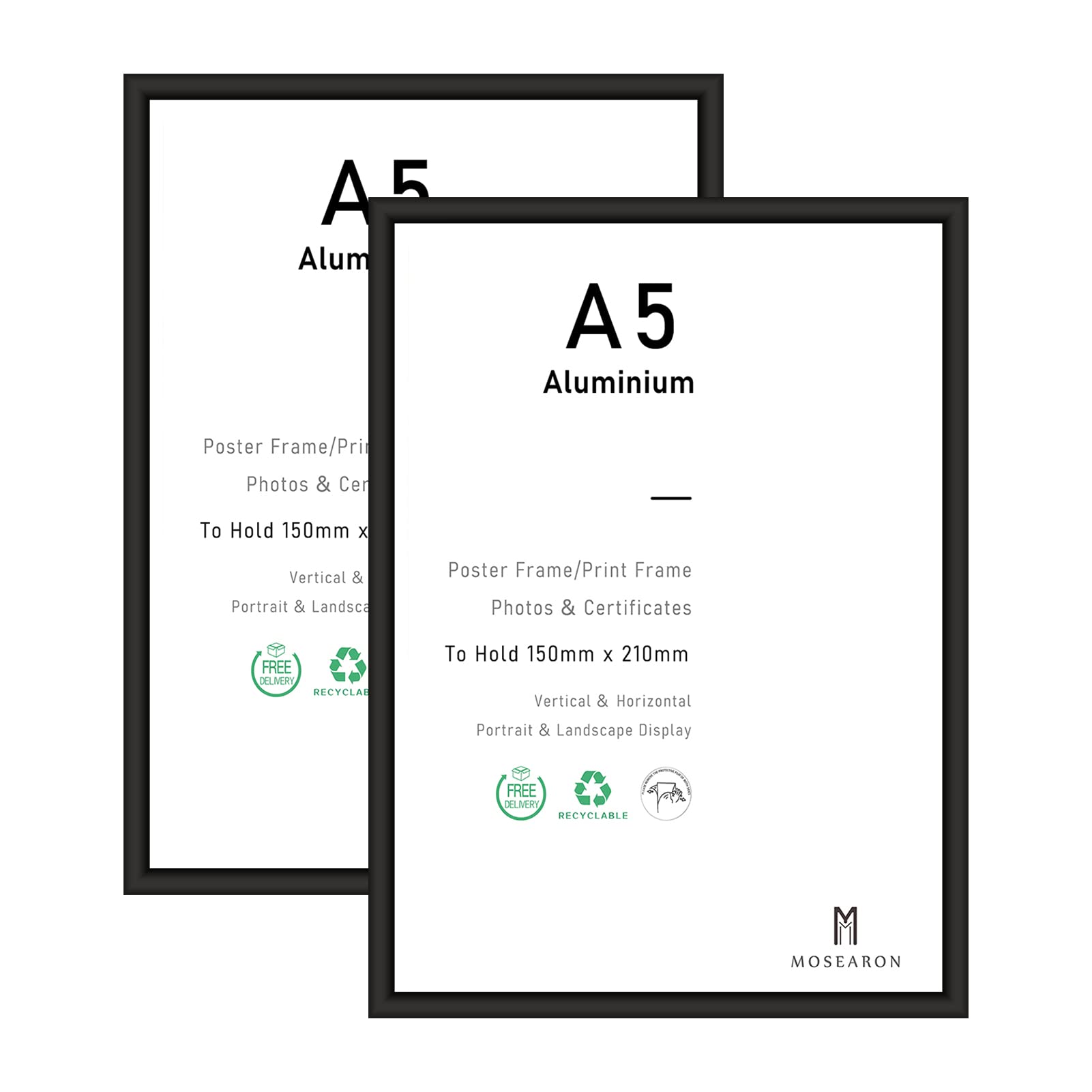 A5 Black Frame Aluminum Metal Poster Frame with Plexiglass Front Photo Picture Frame for Wall Mounted