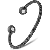 MagnetRX® Magnetic Bracelet Cuff - Twisted Cable Stainless Steel Bangle Magnetic Bracelets - Elegant Golf Bracelet Men & Women (Gunmetal | Medium)