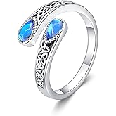 Celtic Rings For Women S925 Sterling Silver Created Moonstone Celtic Knot Ring Adjustable Rings For Women Celtic Jewelry