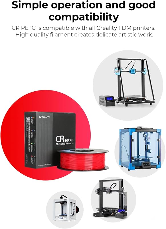 CR-PETG Filament 1.75 mm 4KG, Excellente Ténacité Haute Précision, Résistant à l'Humidité, Filament PETG Brillant pour Imprimante 3D (Noir + Blanc)