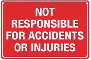 YEXGNK Not Responsible for Accidents Or Injuries Metal Tin Sign Aluminum Warning Signs Indoor & Outdoor Road Street Sign Busi