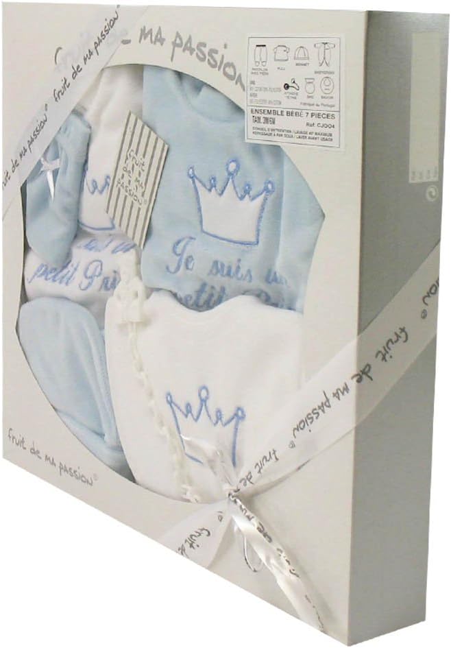 Bebe Puericulture Coffrets Cadeaux Trousseau De Naissance Nouveaux Nes Ou Cadeau Pour La Fete Prenatale Coffret Cadeau 0 3 Mois 7 Pieces Bleu Garcons Ou Filles