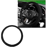 Wevdn Elastic Stretch Steering Wheel Cover, 15"×15" Microfiber Breathable Ice Silk Steering Wheel Protector, Anti-Slip Elastic Steering Wheel Cover for Men Women, Car Accessories (Black)