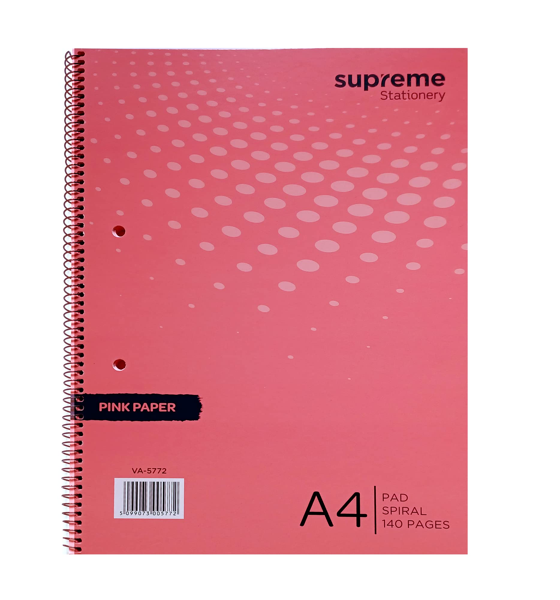A4 Pink Legal Pad 8mm Ruled Margin 70 Sheets 140 Pages 80gsm Paper Spiral Pad Pink Pages - Pack of 2
