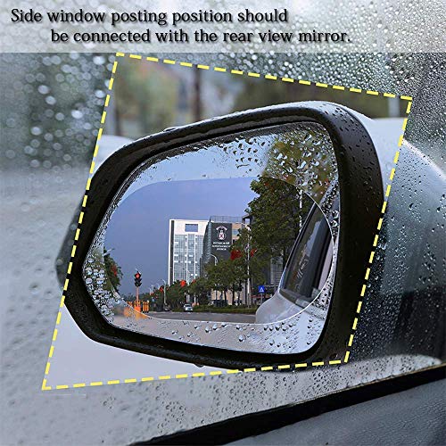 Rearview Mirror and Side Window Films (Rec+Oval)-4 Pack(5.7x3.9Inch+5.9x7.9Inch) Universal Rainproof Car Rear View Mirror Window Clear Nano Car Anti Fog Anti-Glare,Anti-Scratch Protective Film