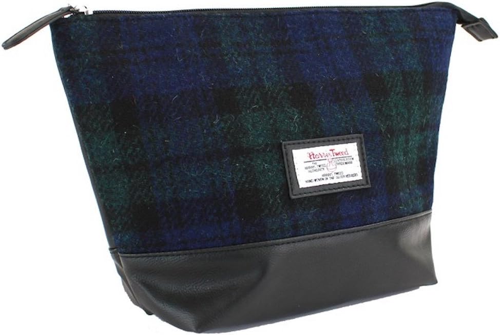 Ladies or Gents Traditional Harris Tweed Lined Wool Toiletries Wash Bag