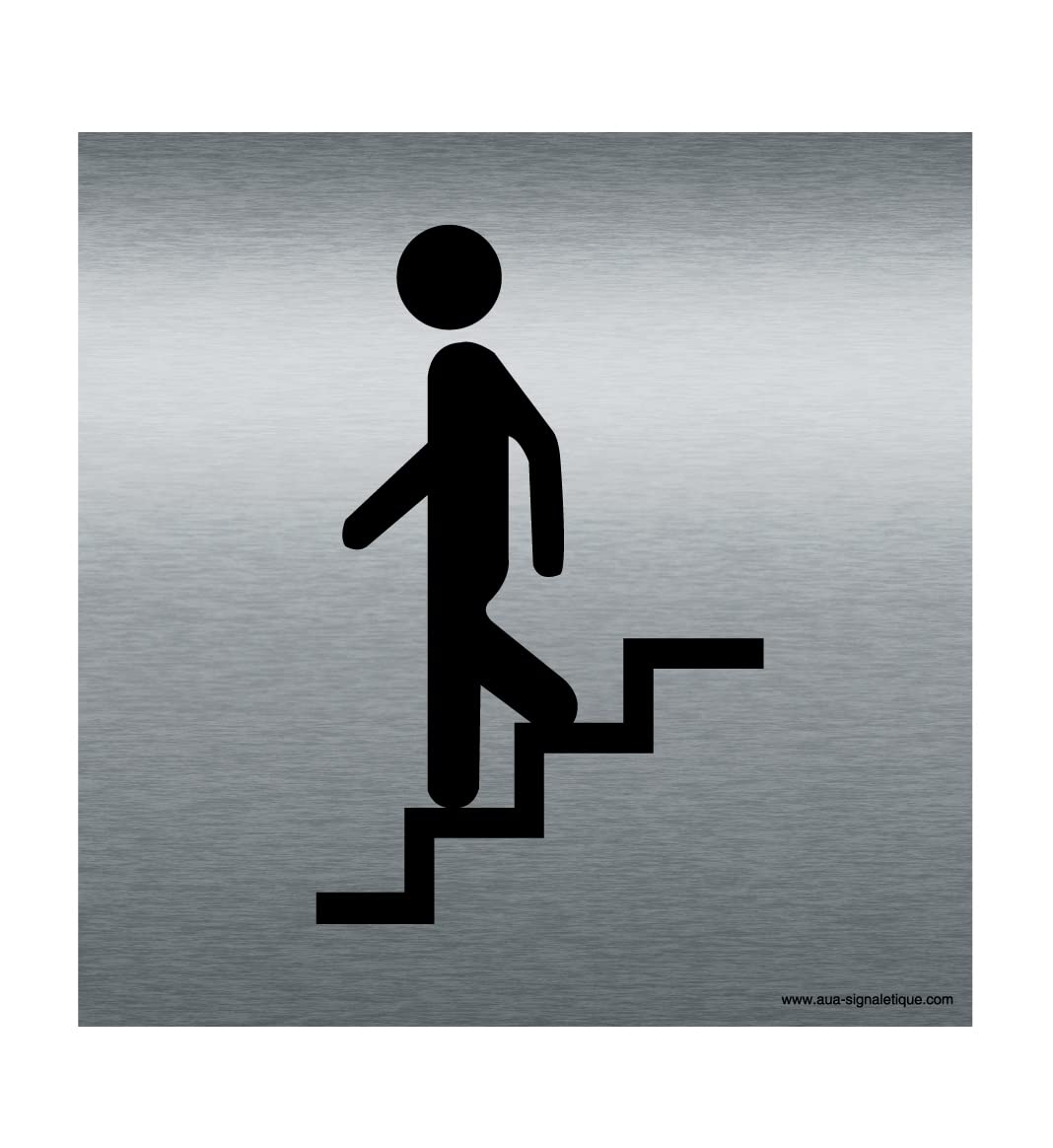 AUA SIGNALETIQUE - Plaque Alu Brossé Escalier Descendant - 130x130 mm