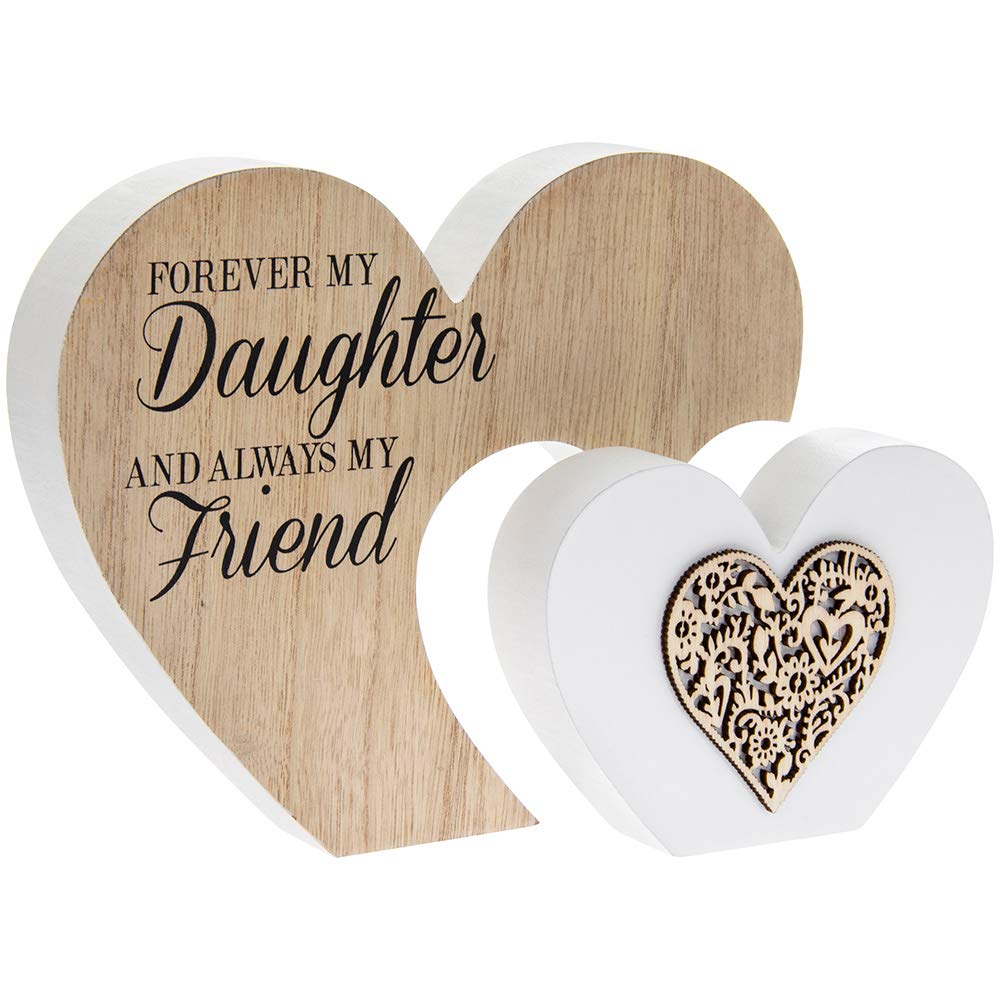 Home Decor | Double Heart Daughter Sentiments | 1 Piece - 22x3x16 cm