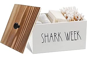 RuDily Tampon Holder for Bathroom with Lids Wood and Pad Organizer Decorative Storage Rustic Farmhouse Bins Period Women Feminine Toilet Container (Rustic)