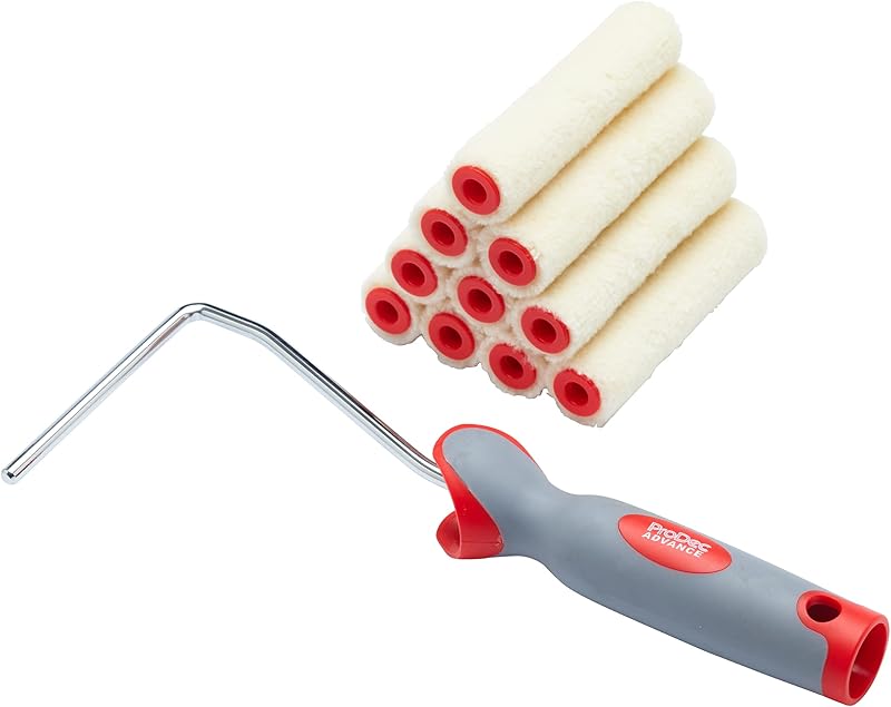 ProDec 11 Piece 4 Inch Gloss Pile Mohair Mini Paint Rollers and Frame