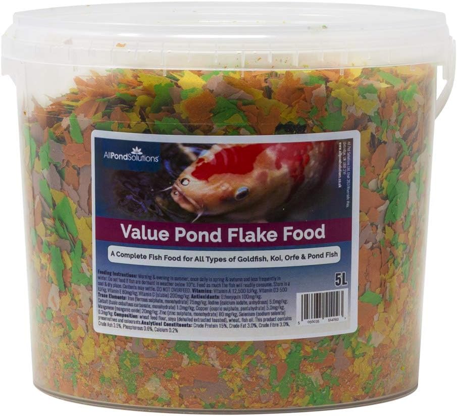 Pond Fish Food Flakes for Coldwater Goldfish Koi & Orfe (5L) Amazon.co