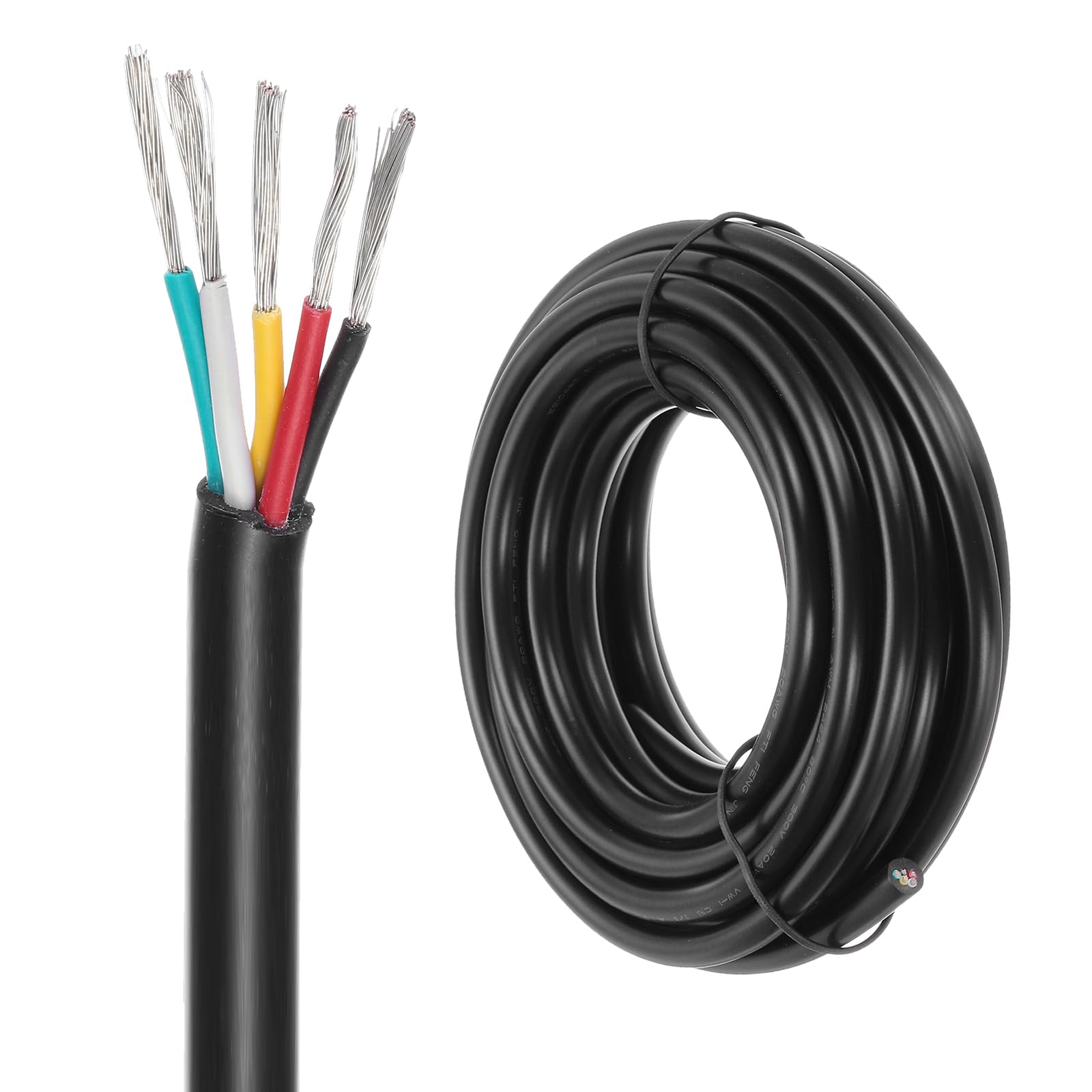 DMiotech 20 Gauge Wire Electrical Wire 5 Conductor, 20 AWG Extension Cable Cord 30 Ft/9 m UL2464 300V Stranded Tinned Copper Wire for LED Lighting Automotive