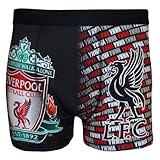 Liverpool FC Official Gift Mens Crest Boxer Shorts YNWA Black Grey Small