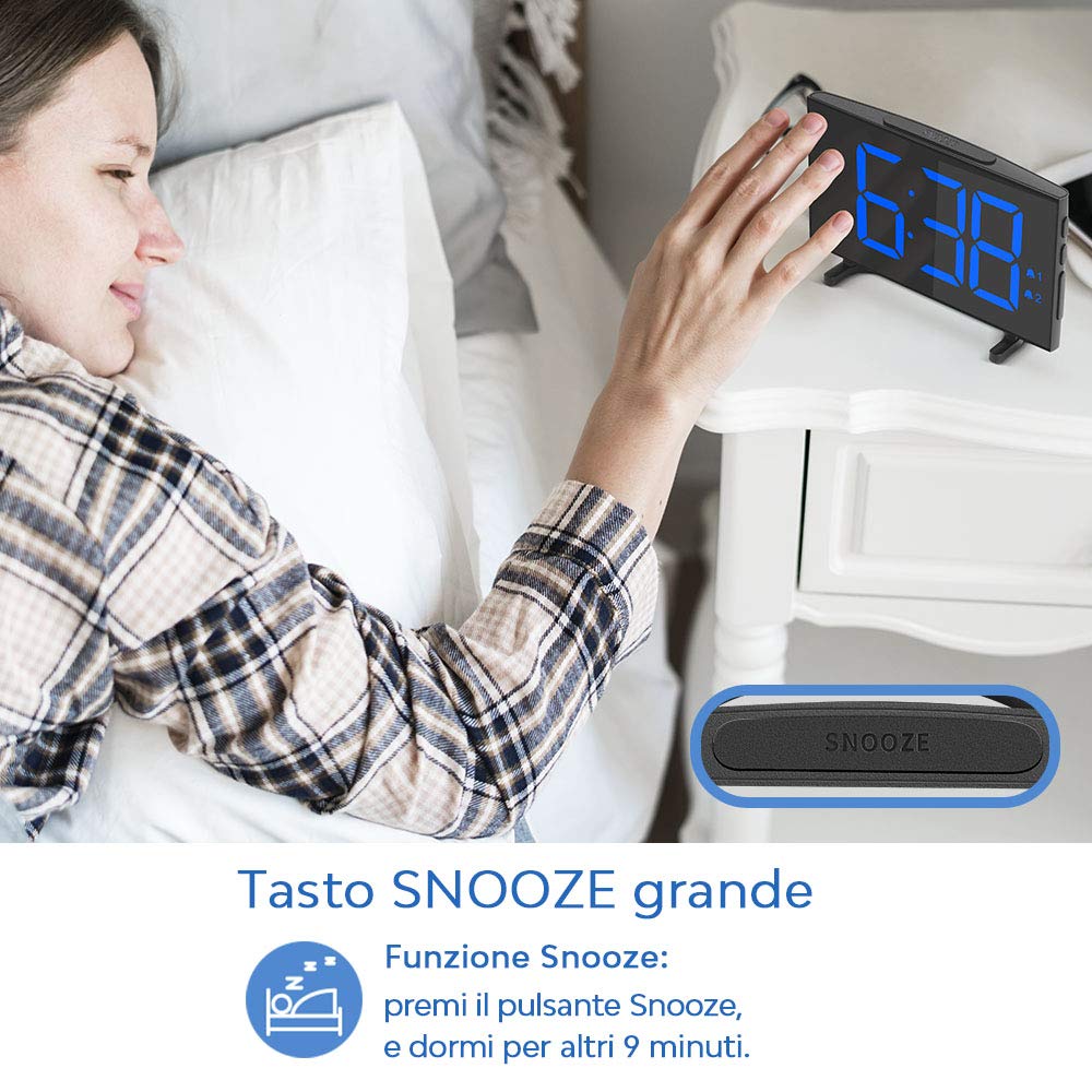 Sveglia Digitale Da Viaggio Piccola - Orologio LCD Con Temperatura, Snooze E Modalità Weekend | Batteria Inclusa - Foto 11