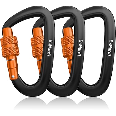 Auto-Locking Climbing Carabiners – Heavy Duty 7075 Aluminum, CE Certified, 28KN Strength, For Rock Climbing, Rescue, Hammocks