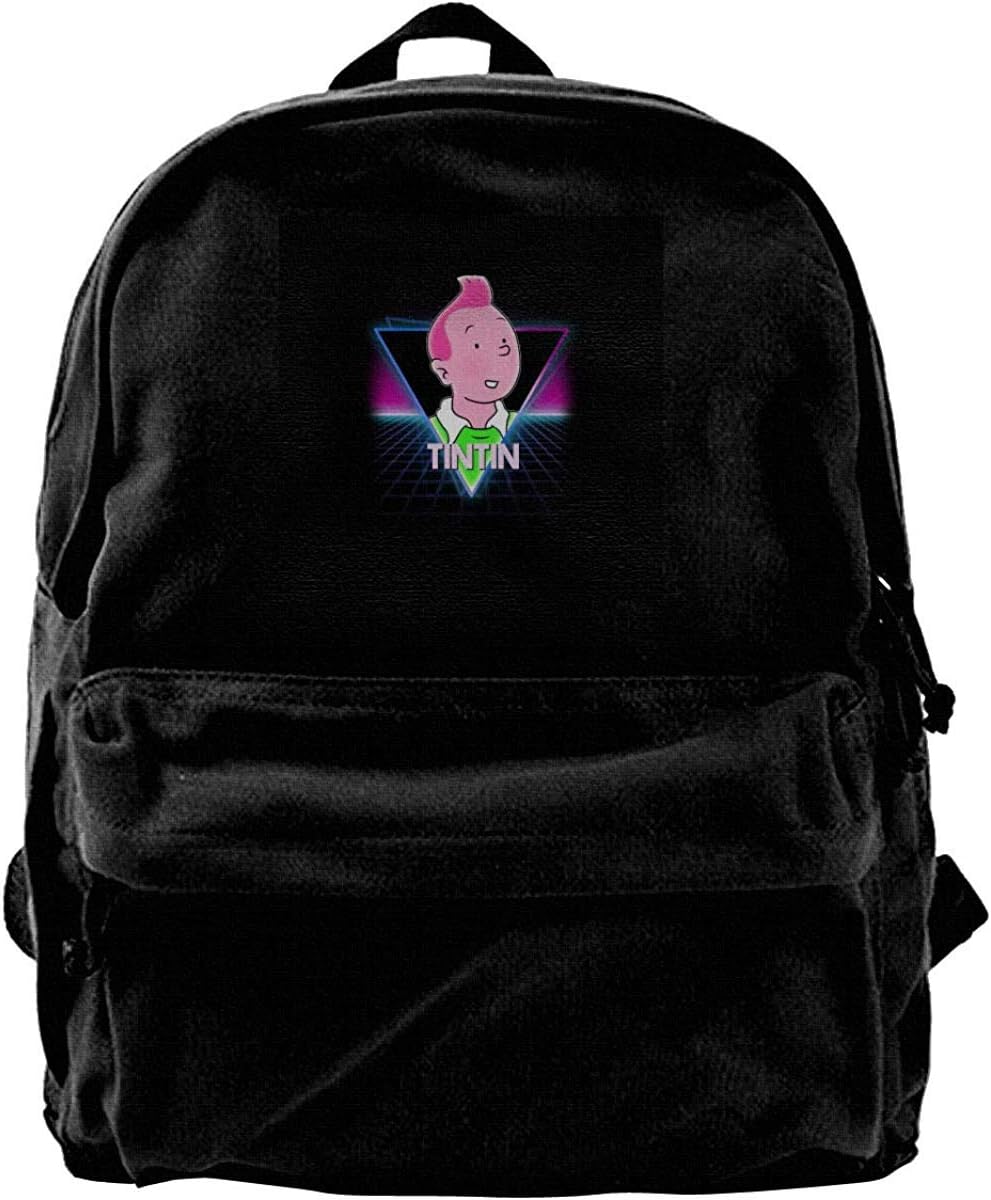 Homebe Canvas Backpack Tintin Retro 80s Neon Landscape Rucksack Gym Hiking Laptop Shoulder Bag Daypack for Men Women
