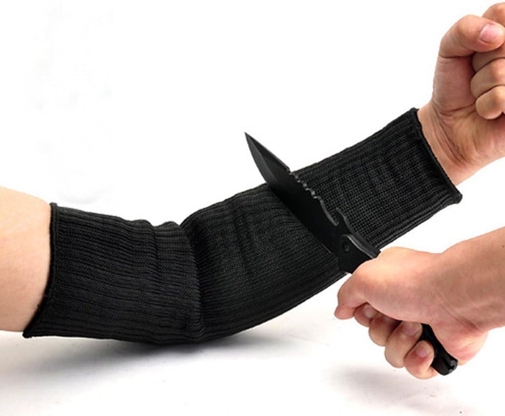 EMY 1 Pair Black Kevlar Sleeve for Arm Protection Sleeve Cut Resitant Burn Resistant Anti Abrasion Safety for Garden Kitchen Farm Work