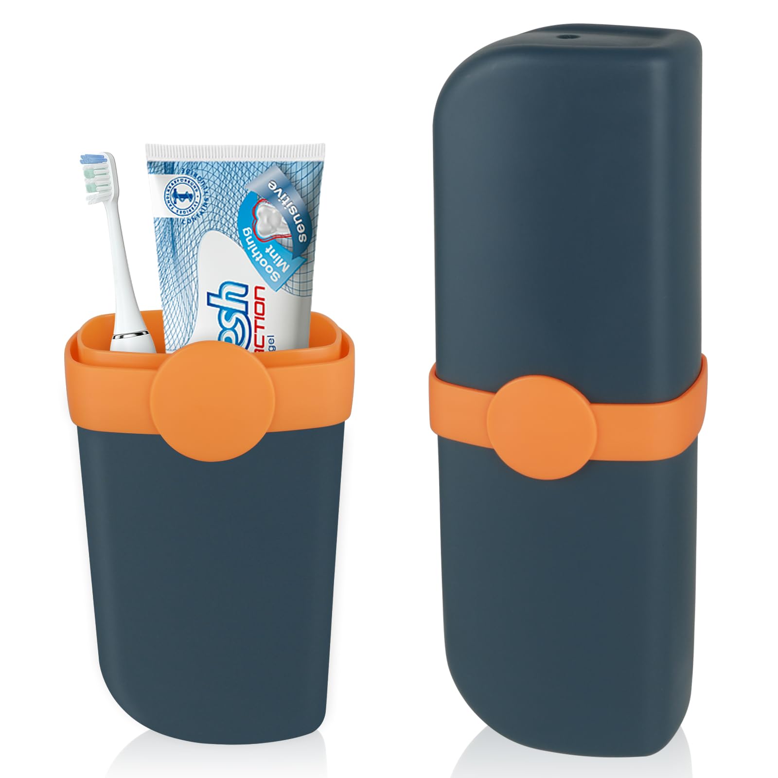 COMNICO Travel Toothbrush Cup Case Portable Toiletry Holder Anti Dust Comb Container Box Toothpaste Carrier Organizer with Cover for Traveling Camping Business School Trip Bathroom