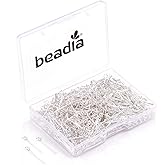 BEADIA Open Eye Pins Silver Head Pins for DIY Jewelry Making 20mm 500pcs