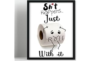 Biufo Wall Art Inspirational Quotes Framed Poster Decor Black White Canvas Print Picture for Bathroom (8"x10")