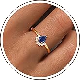 Awinesn Gold Birthstone Rings for Women Non Tarnish Dainty 14K Gold Plated Rings Adjustable CZ Gemstone Rings Wedding Engagement Ring for her Birthday Gifts Jewelry