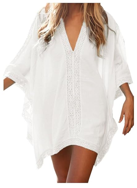 Walant Damen Strandkleid Einheit Größe Kleidung Strand Hemdkleid V-Ausschnitt Rock