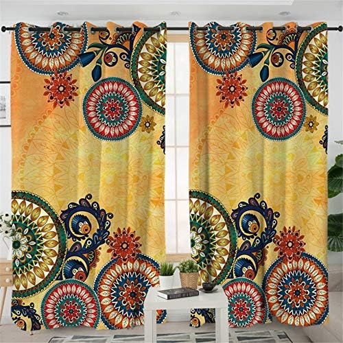 INDIANCRAFT Decorative 3D Printed Curtains, Beautifull Mandala and Bohemian Printed Curtains for Living Room Bedroom Blackout/Whiteout Fabric,Pack of 2 Curtain for Door - (7 feet)