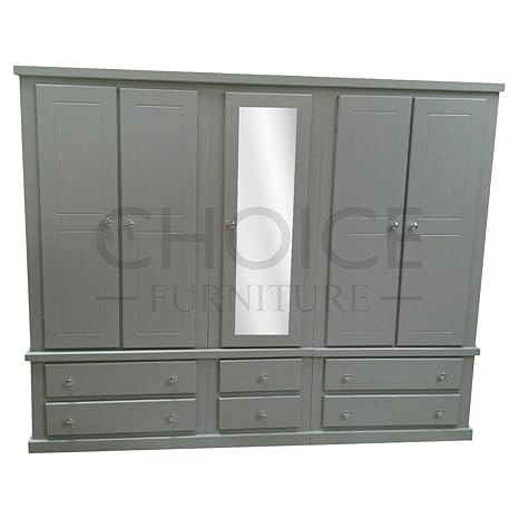 Komfy Living Handmade Banbury Grey Painted 5 Door 6 Drawer
