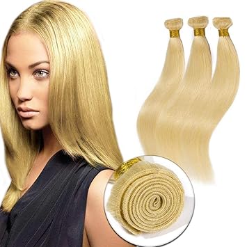 613 Bleach Blonde Human Hair 3 Bundles Straight Unprocessed
