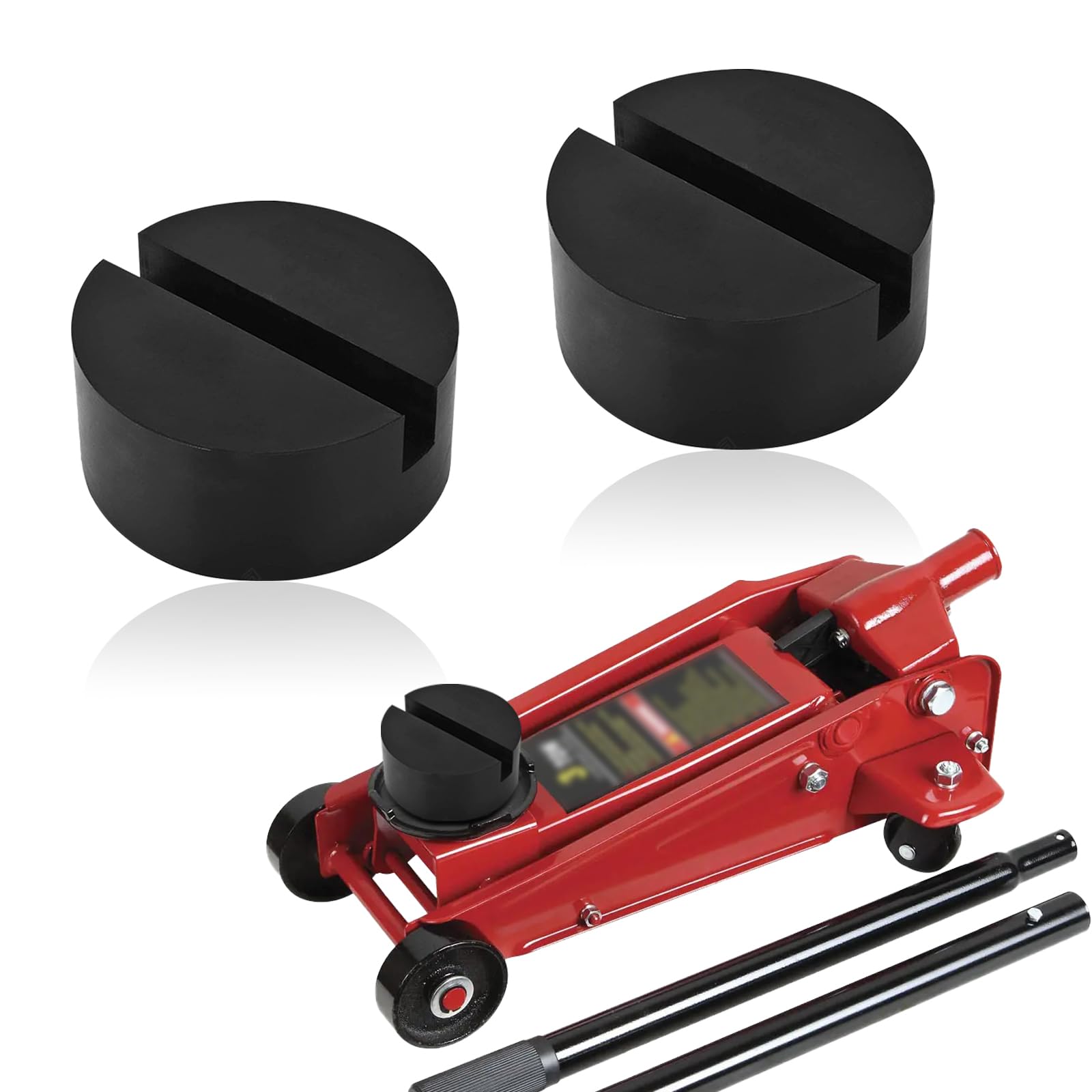 Photo 1 of 2pcs Rubber Floor Jack Pad Universal Car Lift Jack Stand Accessories Slotted Frame Rail Pinch Welds Protector Anti Slip Size Adapter