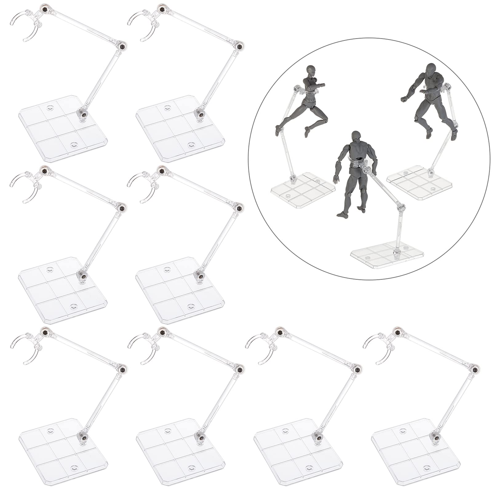 FINGERINSPIRE Action Figure Stand, 8 Pieces Action Figure Assembly Display Stand Base Doll Model Stand for 6 Inch Action Figures or Transparent Effects