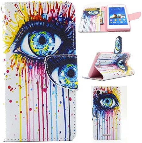E3 Case,Sony E3 Case,Gift_Source Brand [Kickstand Feature] Luxury Wallet PU Leather Folio Wallet Flip Case Cover Built-in Card Slots for Sony Xperia E3 Case(Eye Pattern), Sent Stylus Pen