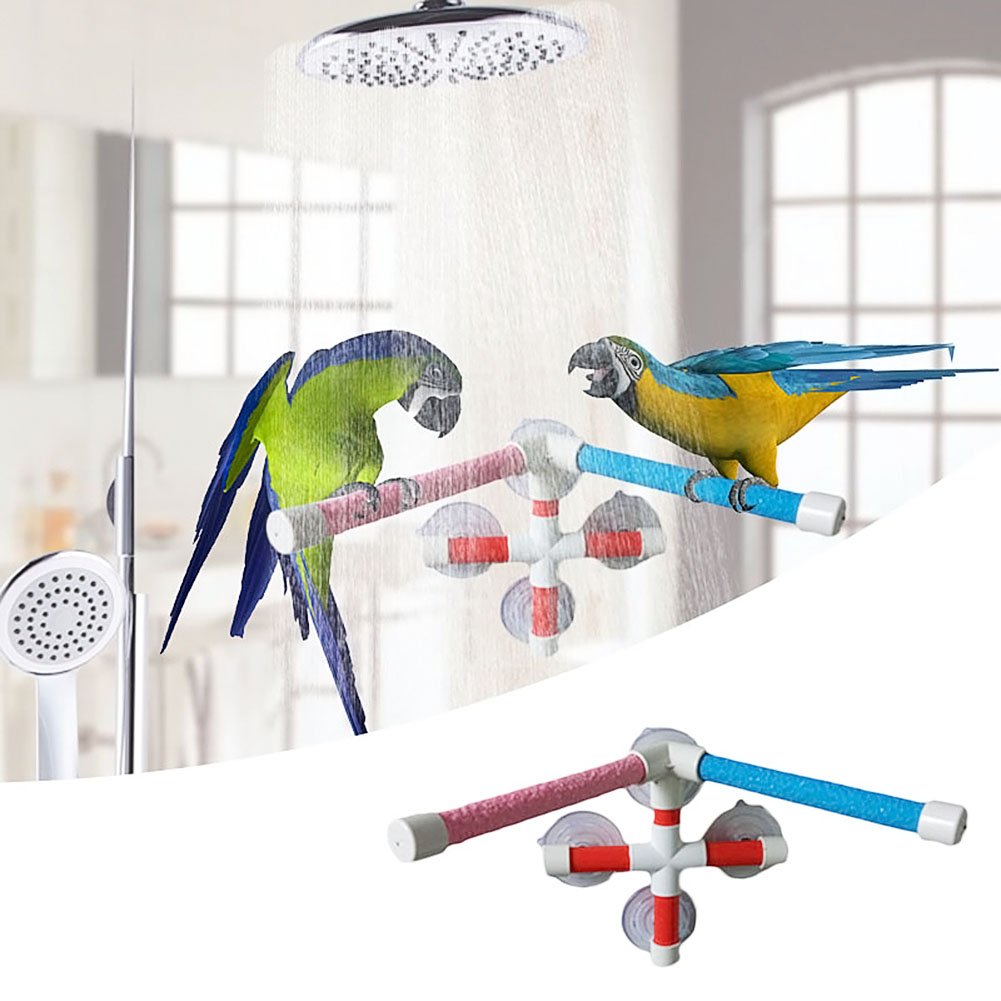 Parrot Bath Stand Perch Bird Shower Standing Bar for Parrot Macaw